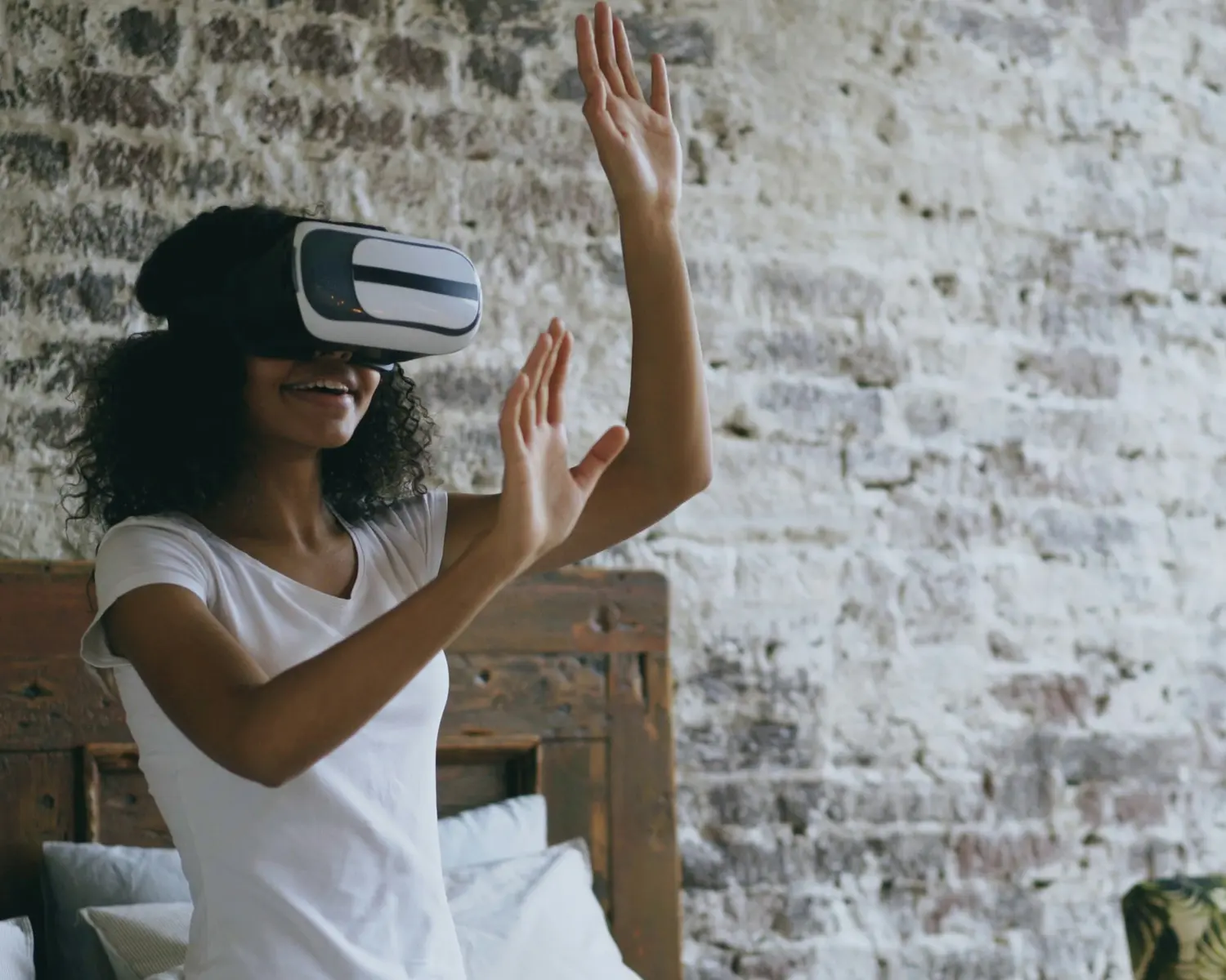 A person experiencing services using virtual methods.